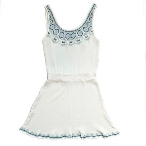 Aeropostale white embroidered stretchy swim cover up or sheer mini sun dress XS